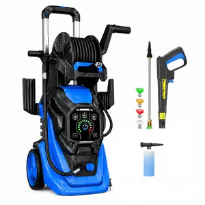 4500 PSI Electric Pressure Washer | 2.2GPM Power Washer with 20ft Extension Hose Reel, Smart Control and 15 Levels of Adjustment, 4 Quick Connect Nozzles And Foam Cannon for car, driveway, fence, garden, outdoor, siding, sidewalk, vinyl Cleaning