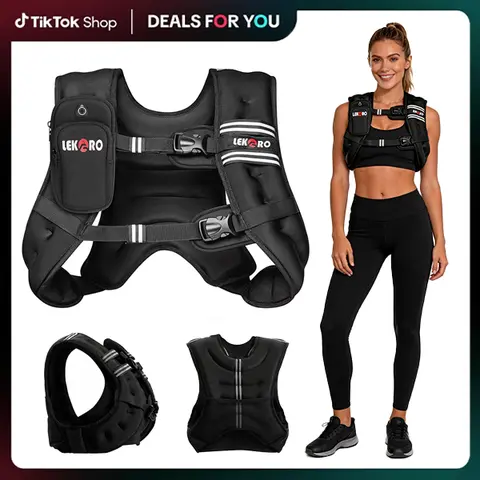 Adjustable Weighted Vest 6lbs/8lbs/12lbs/16lbs/20lbs/25lbs/30lbs, Sand Weight Vest for Men & Women, for Walking, Home Workout & Daily Fitness, Reflective Adjustable Design