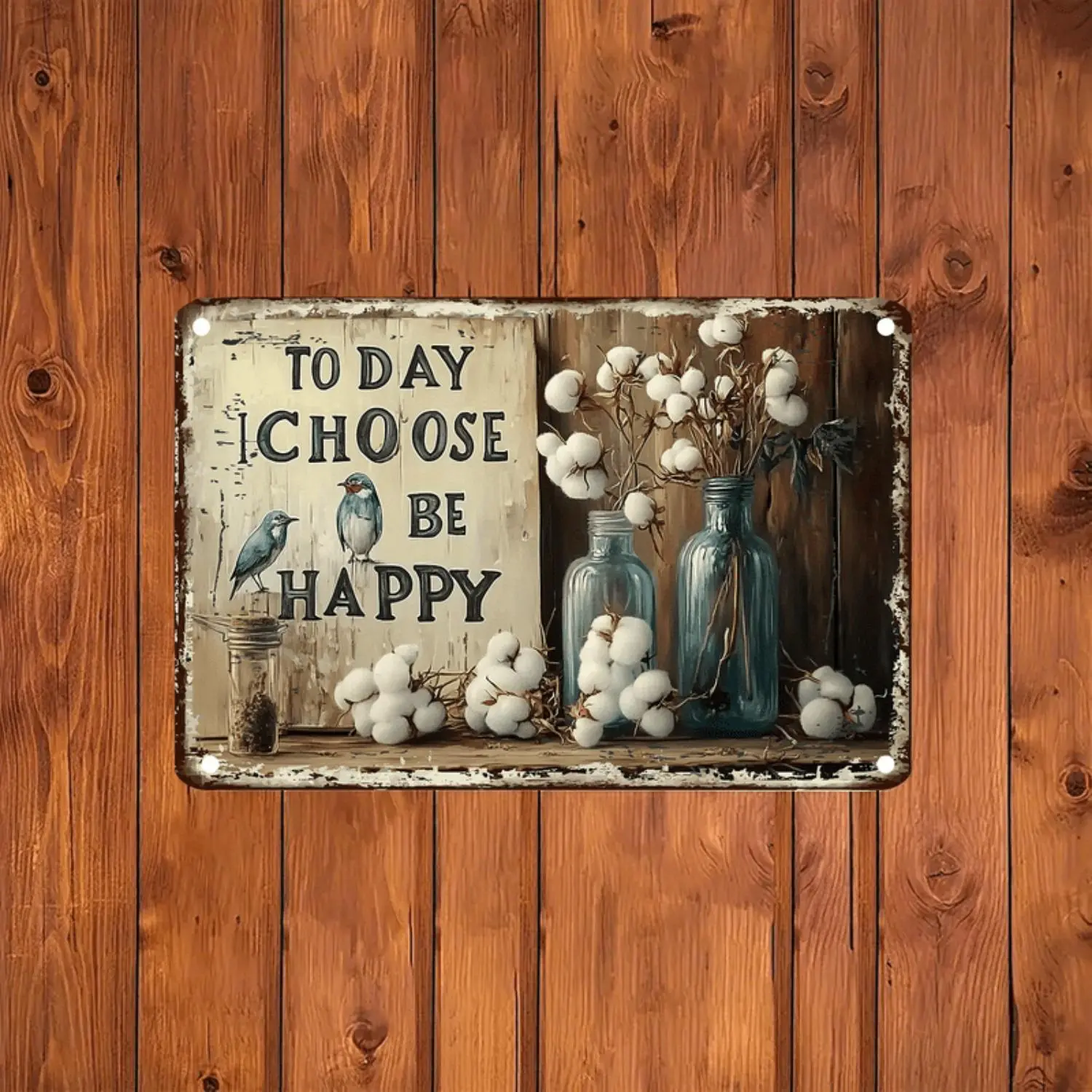 Vintage Metal Sign for Home Decor - 12x8 Inches, Rustic Wall Art for Kitchen, Bedroom, Cafe & Bar - Classic Retro Plaque with Floral Design
