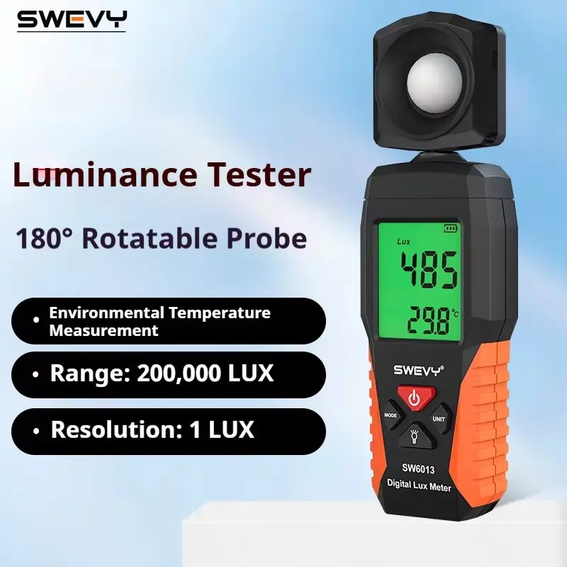 SWEVY Portable Handheld Illuminance Meter, Range 0–200,000 Lux, for Measuring Light Intensity (Batteries Not Included)