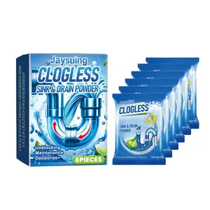 Jaysuing Drain Cleaning Powder Dissolves and Unclogs Sewer and Drain Pipes, Removes Grease and Odors