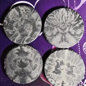 drink costers goku (15 dollers for all four) Aesthetic Dragon Dragon Ball Engraved