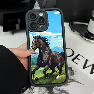 Western horse design Pattern Case for iPhone 16 15 14 Pro Max 13 12 11 XR XS Plus Shockproof Drop Protection Rugged Durable Silicone Cover