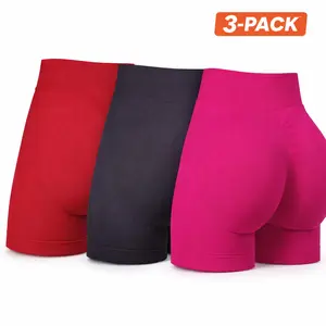 3-Pack Women’s High Waist Butt Lifting Biker Shorts – Tummy Control Scrunch Yoga Shorts