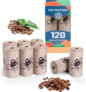 Coffee Dog Poo Bags Coffee Scent - 120 Large Biodegradable Poop Bags, Extra Thicken Strong Corn Starch Blended Compostable Leak Proof Poop Waste Bag for Dogs RMancipate
