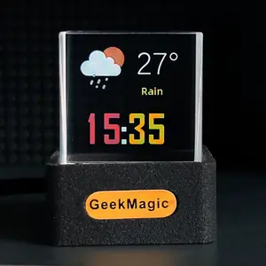 Geekmagic GIFTV Crystal Holographic Desktop Decoration Smart Weather Station Digital Clock with GIF Animations and Image Albu . !m NONE