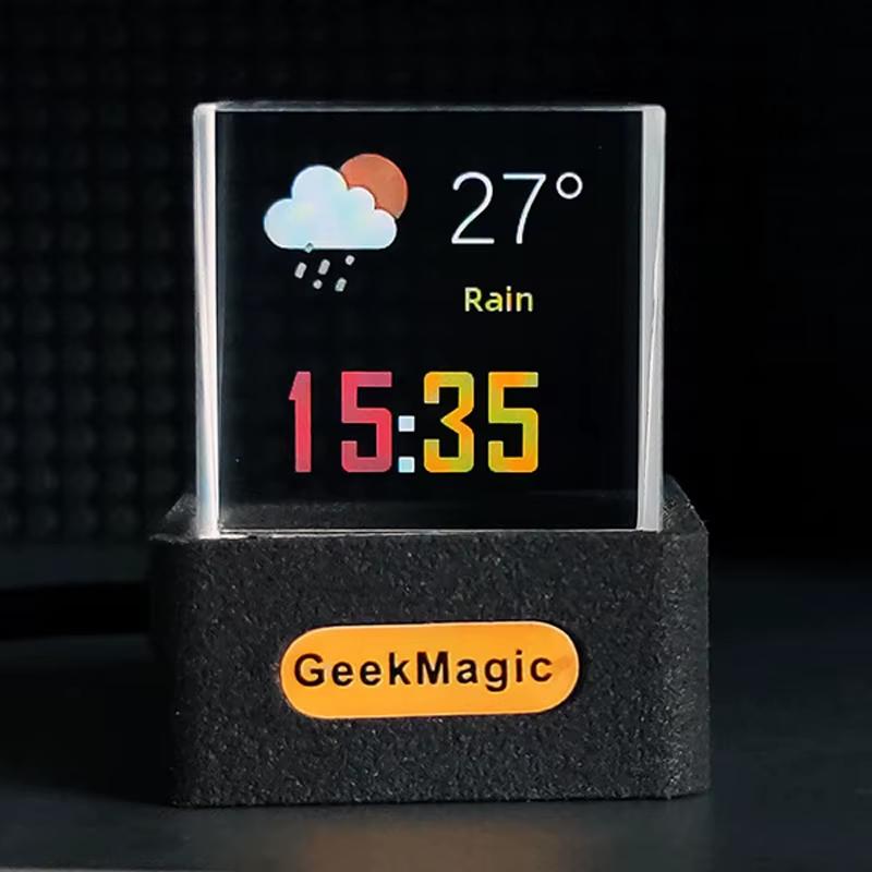 Geekmagic GIFTV Crystal Holographic Desktop Decoration Smart Weather Station Digital Clock with GIF Animations and Image Albu . !m NONE