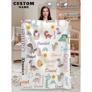 1pc Custom Name Blanket For Bed ,Personalized Bedding Blanket With Name, Personalized Throws Blanket, Cute Animals Blanket, Best Kids Blanket, Cozy Blanket, Family Gift, Birthday Gifts