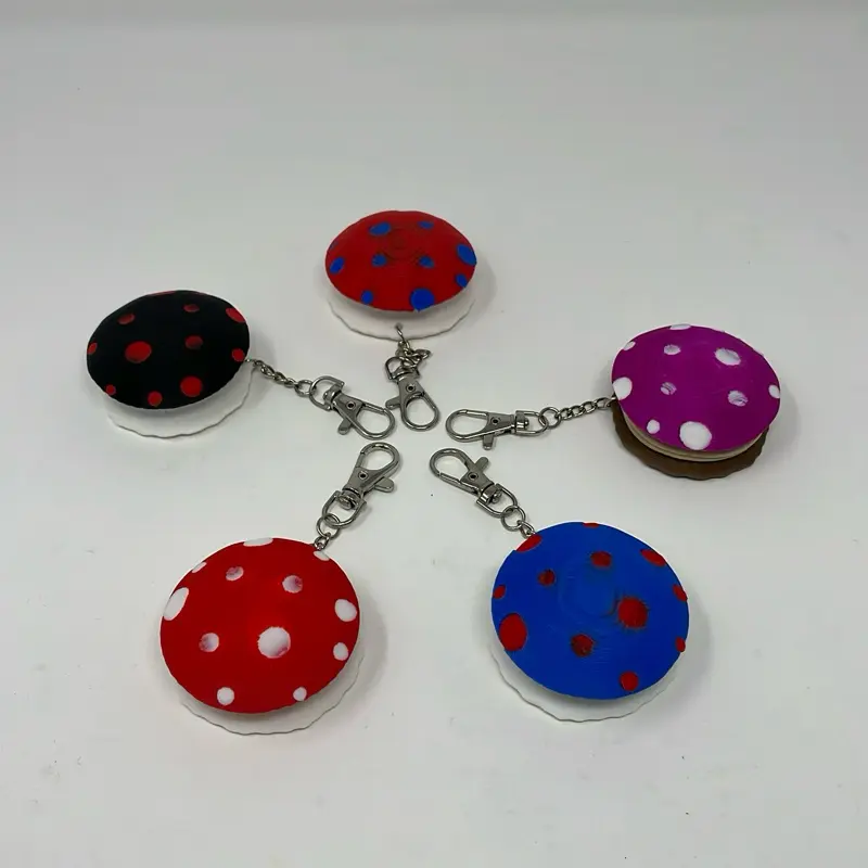 Mushroom Hair Tie Holder Keychain – Cute 3D Printed Cottagecore Accessory for Scrunchies & Everyday Carry