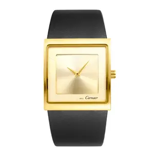 Square Watches for Men: Soft Genuine Leather Strap 3ATM Waterproof Japanese Movement Minimalist Business Analog Quartz Wristwatch