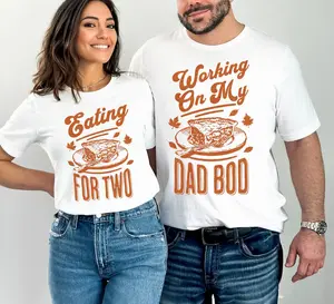 Eating for Two Thanksgiving Couples Pregnancy Announcement Shirt, Matching Thanksgiving Pregnancy Reveal, Funny Baby Reveal Outfit, Fall Future Parents Gift