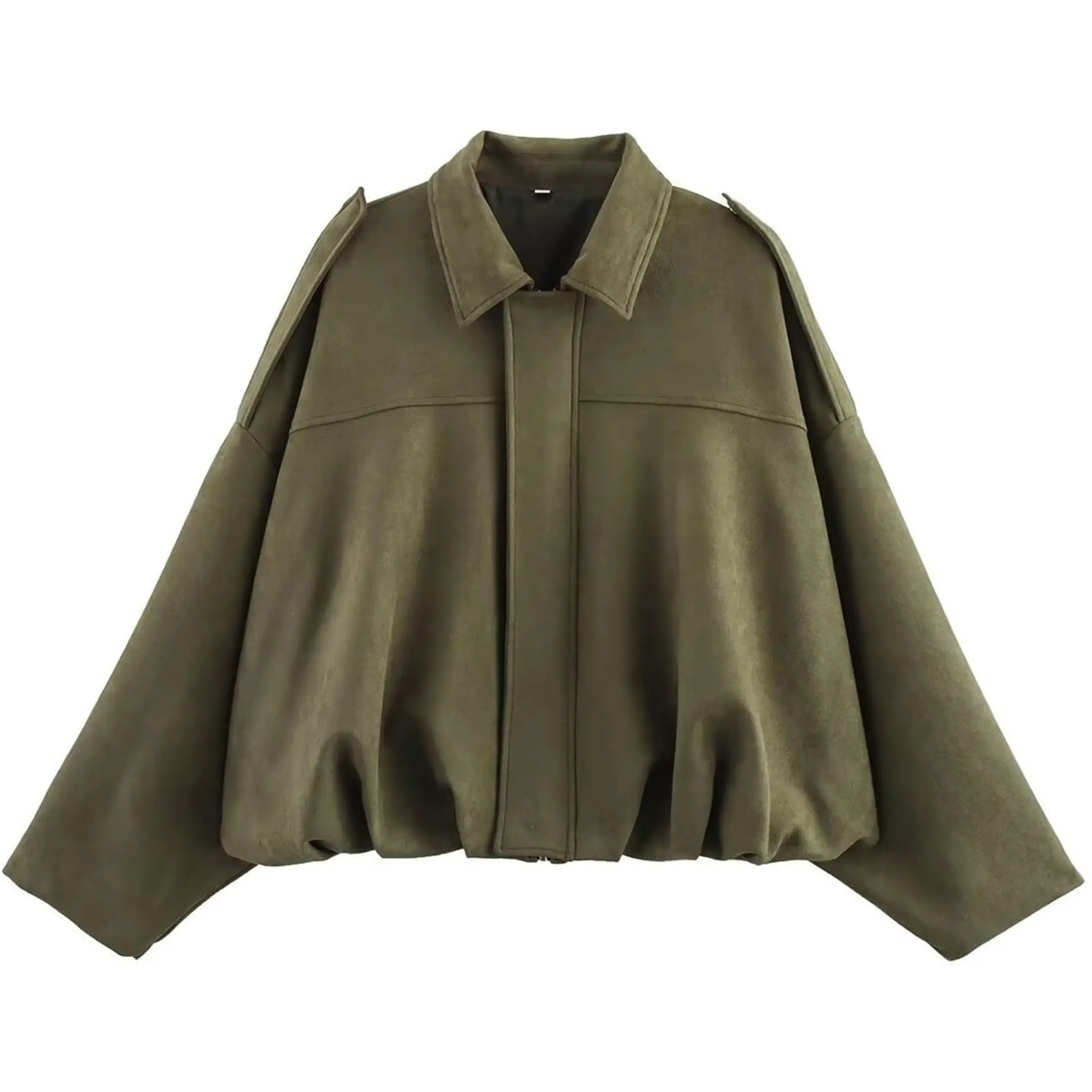 Faux Suede Bomber Jacket for Women Lapel Pilot Coat 2025 TikTokShopHolidayHaul Christmas Casual Oversized Long Sleeves Motorcycle Jackets 2025 Trendy Streetwear Outerwear