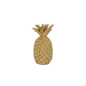 360 Stand 9 in. Cast Iron Pineapple Hand-Painted Sculpture - Contemporary Table Decor Ornaments, Gold Finish Gold Room Decor Statue, Home Decor Statue
