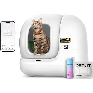 OMNIRA PuraMax 2 Automatic Self-Cleaning Cat Litter Box - App-Controlled, 2.4G WiFi, Safety Sensors, Low Entrance, Odor Control, Anti-Leakage Basic Bundle with Trash Bags