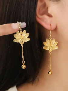 New Traditional Floral Lotus Earrings for Women, Elegant High-End Jewelry, Charming Gift Box, Luxurious and Refined Design, Dangle Earrings