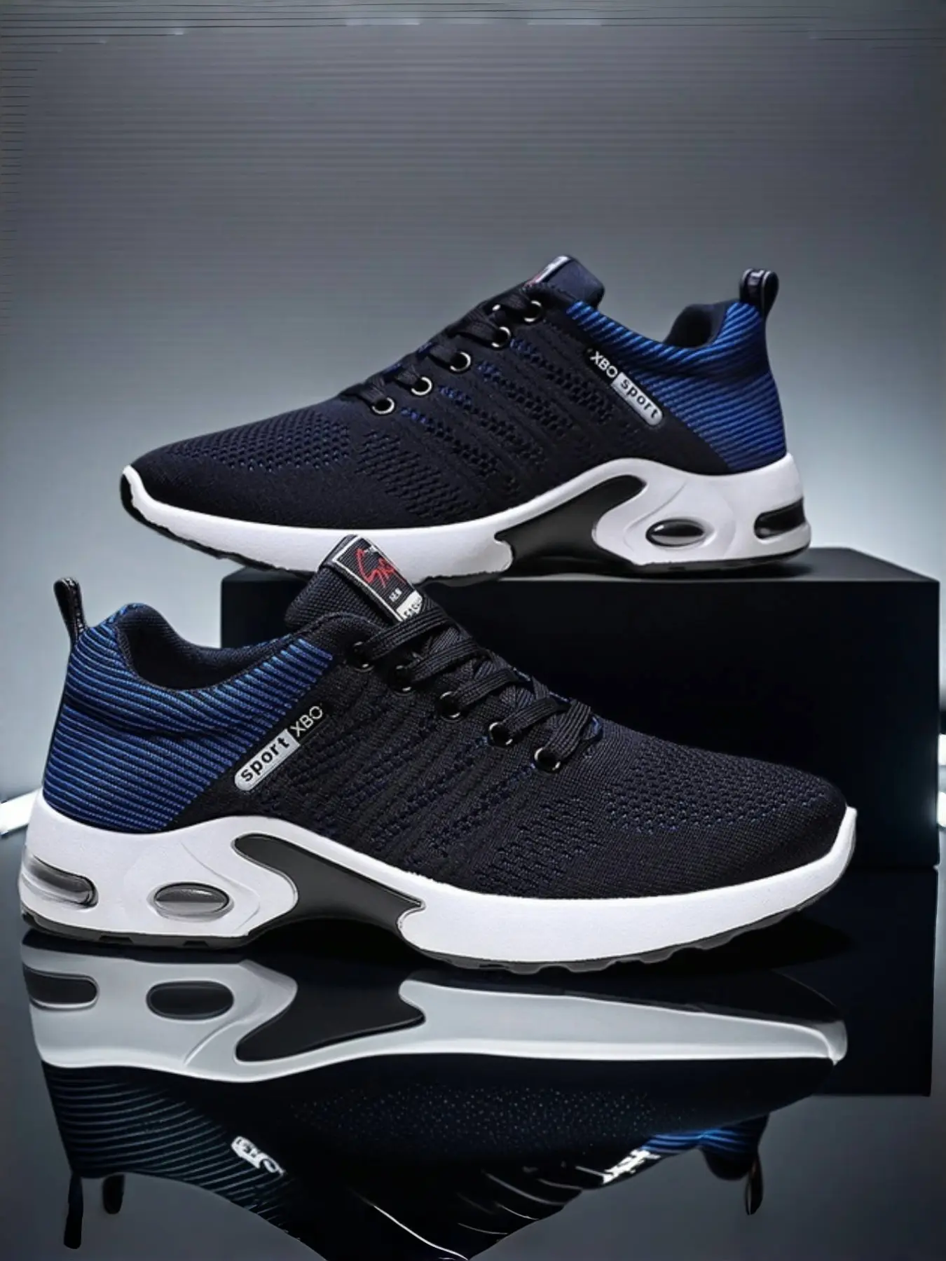 Men's Breathable Flyknit Sports Shoes, Comfortable Air Cushion Running Sneakers, Fashion Casual Trendy Footwear for Daily Wear, Workout Sneakers, Athletic Shoes