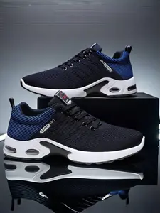 Men's Breathable Flyknit Sports Shoes, Comfortable Air Cushion Running Sneakers, Fashion Casual Trendy Footwear for Daily Wear