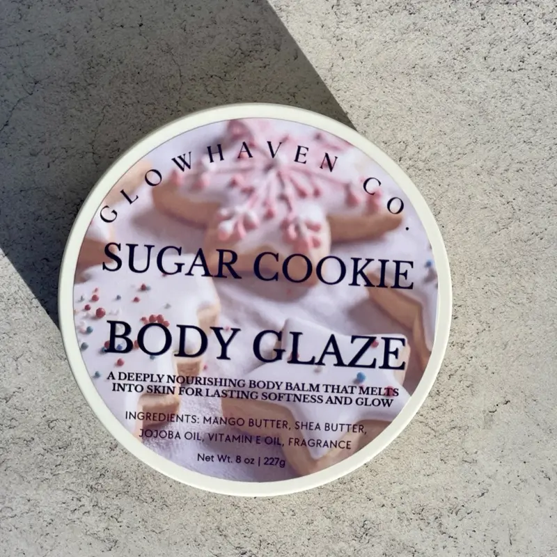 Glow Haven Co. Sugar Cookie Body Glaze - Warm Sugar Cookie Scent, Buttery Vanilla Fragrance, Deeply Moisturizing Body Balm