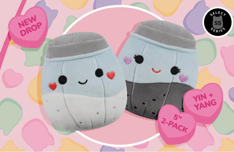 Squishmallows Valentine’s Day Salt & Pepper  5-inch 2-Pack - Yin & Yang, Perfect Companion, Time-limited