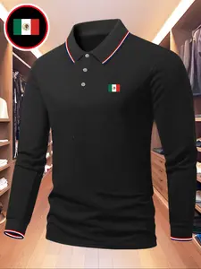 Men's Solid Color Long Sleeve Polo Shirt, High-End Comfortable Fabric for All Seasons, Casual and Business Wear for Outdoor Sports