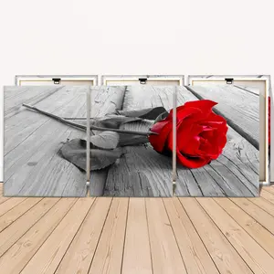 Wooden Framed Canvas Painting, 3 Counts/set Rose Pattern Canvas Posters, Modern Art, Living Room & Bedroom Decor, Home Poster, Rose Print, Flower Painting Canvas