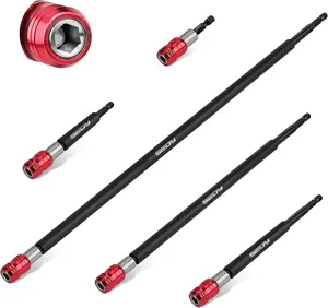 5- 2", 4", 6", 12", 17" Extra Long   Bit Holders, 1/4 Inch Hex Shank Quick Release Extension Adapter, Durable CR-V Steel, Universal Fit for Impact Driver Bits