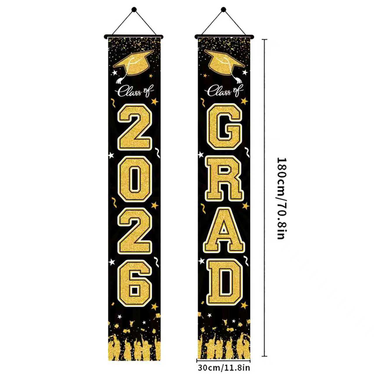 Class of 2026 Graduation Door Banner 2 Pack - Congrats Grad Decorations, Grad Party Banner Set for Home Indoor Outdoor Graduation Decor