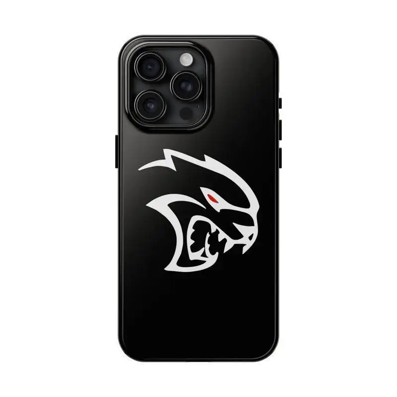 Dodge Charger Hellcat Tough Phone Case Black White Muscle Car Shockproof Protective Cover for iPhone17 ProMax /16/15/14/13/12/11 Plus for Samsung phones, suitable for both men and women,  Perfect Gift for Women Men.A gift for the fans