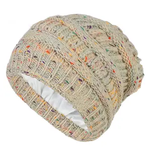 Beanies for Women - Satin Lined Beanie Winter Hats. Premium Silk Lining, Slouchy Style for Winter. Warm Knit Cuffed Beanie Hat.