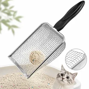 Metal Cat Litter Scoop Heavy Duty Stainless Steel Litter Scooper with Quick Sifting Filter Holes Deep Shovel Non Stick Easy Clean Design for Cats Kittens Multi Cat Household