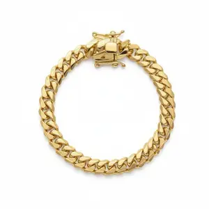 8MM 14KT Gold Over Silver Cuban Link Bracelet