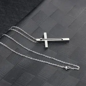Stainless Steel Cross Toothpick Reusable Telescopic Necklace Adjustable Length Minimalist Design Durable Material Easy Care Gift Box