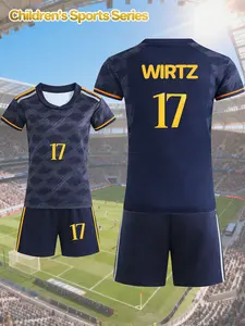 Name WIRTZ and Number 17 - Children's Summer Football Kit, a two-piece set including a jersey and shorts, lightweight and breathable, suitable for sports and casual wear, a perfect choice for outdoor activities