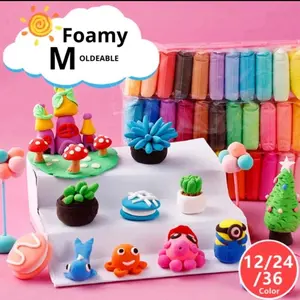 Foami set 12/ 24/ 36 pieces of moldable Foami in assorted colors - Polymer clay for crafts, clay bag, assorted colors, creativity, ultra-light, safe, non-toxic, slime, flour bags, handmade, includes tools