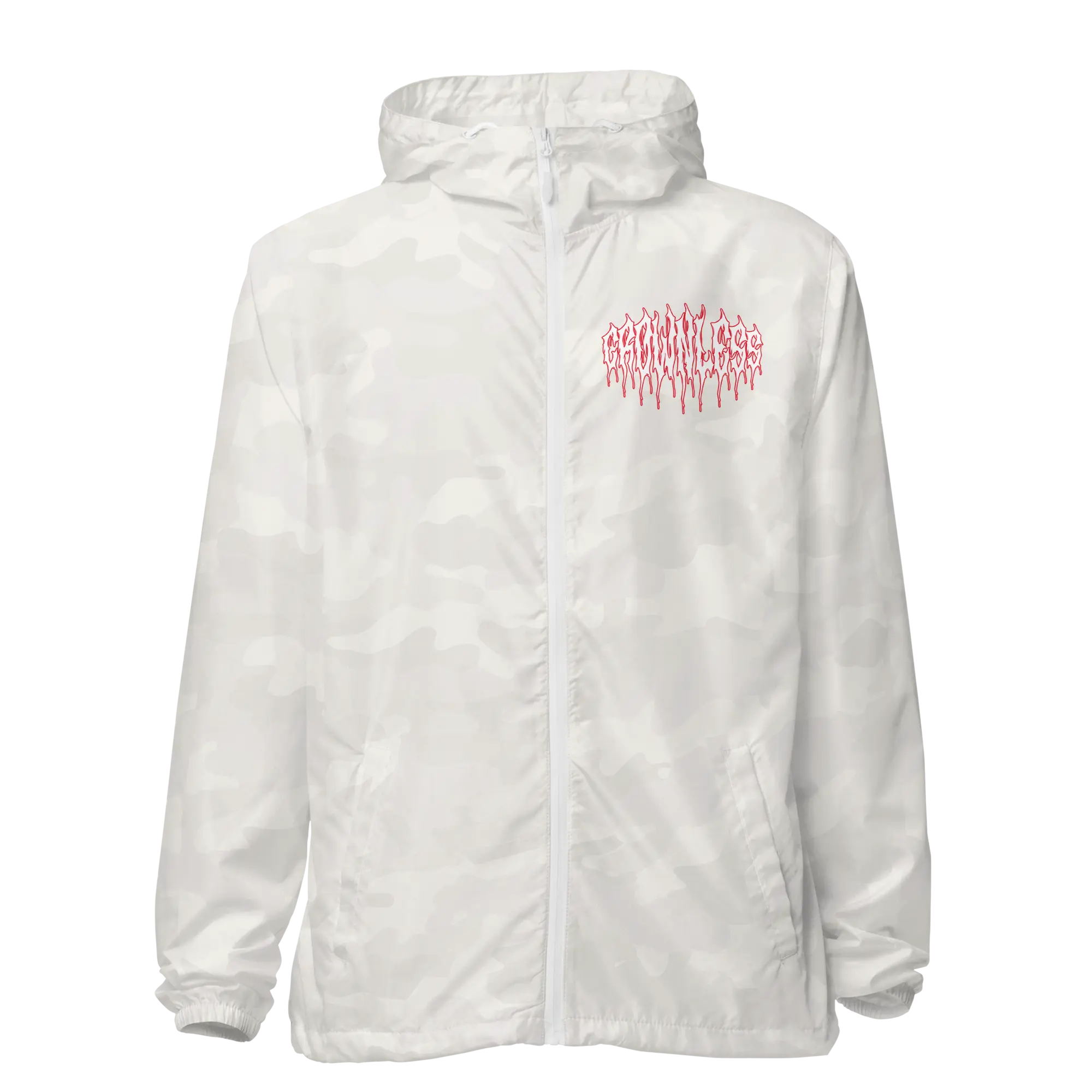 CROWNLESS RED "BOW TO NO ONE" WHITE CAMO WINDBREAKER
