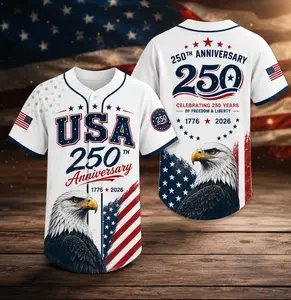 USA 250th Anniversary Baseball Jersey – Patriotic Eagle Shirt 1776–2026, Vintage America Independence Day Jersey, 4th of July Patriotic Outfit Gift for Men Women