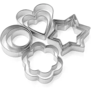 12 count Cookie Cutters Set, Stars Circles Hearts and  Shapes for Baking, Dishwasher Safe Kitchen Baking Supplies