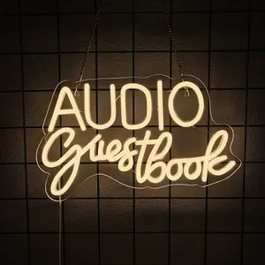 Audio Guestbook Neon Signs for Wall Decor  Lights for Wedding Leave Message White  Signs for Birthday Parties Corporate Events Graduation Ceremonies Festival Holiday