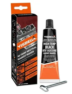 Visbella Gasket Maker Oil Resistant Sensor Safe Neutral RTV Silicone Sealant Non-Corrosive High Flexibility Ideal for Domestic & Older Vehicles 3.5OZ (Black)