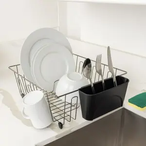 Small Dish Drainer – Sleek Chrome and Black Design
