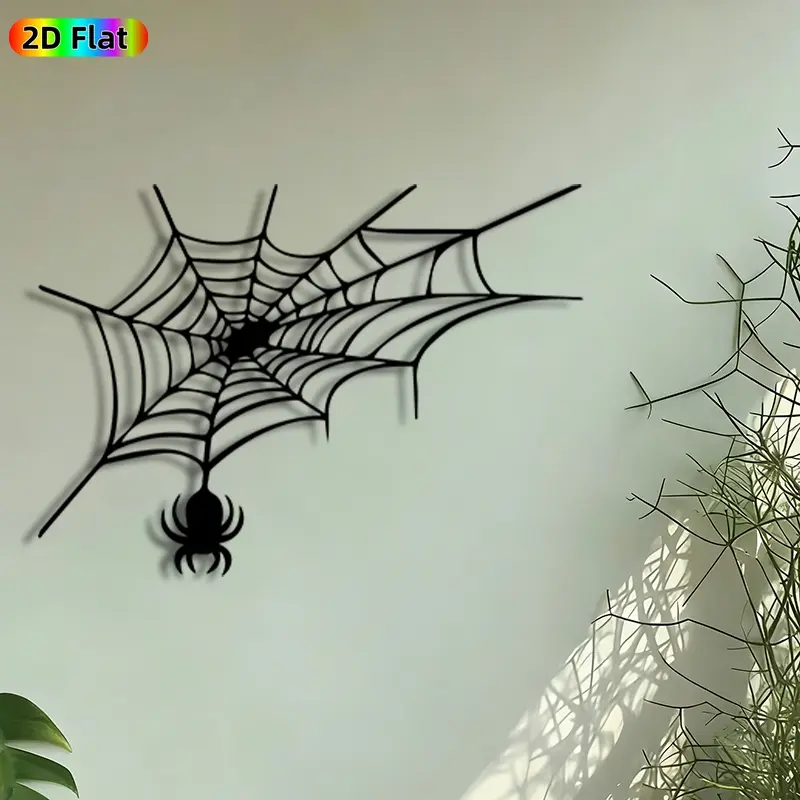 1pc Spider Web with Spider Metal Wall Art, Decoration, Cobweb Silhouette Statue Mural, Artistic Metalwork, Intricate Craftsmanship, Perfect for Halloween, Gothic Decor, Living Room Bedroom Gothic Studio Decor, Gift for Gothic Enthusiasts