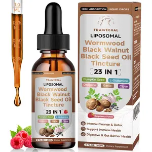 Trawecual  Black Walnut Liposomal Drops 23-in-1 with Wormwood, Black Seed Oil, Pumpkin Seed and Oregano for Internal Cleanse & Immune Boost | 2 FI Oz(60ml) Natural Dietary Supplement