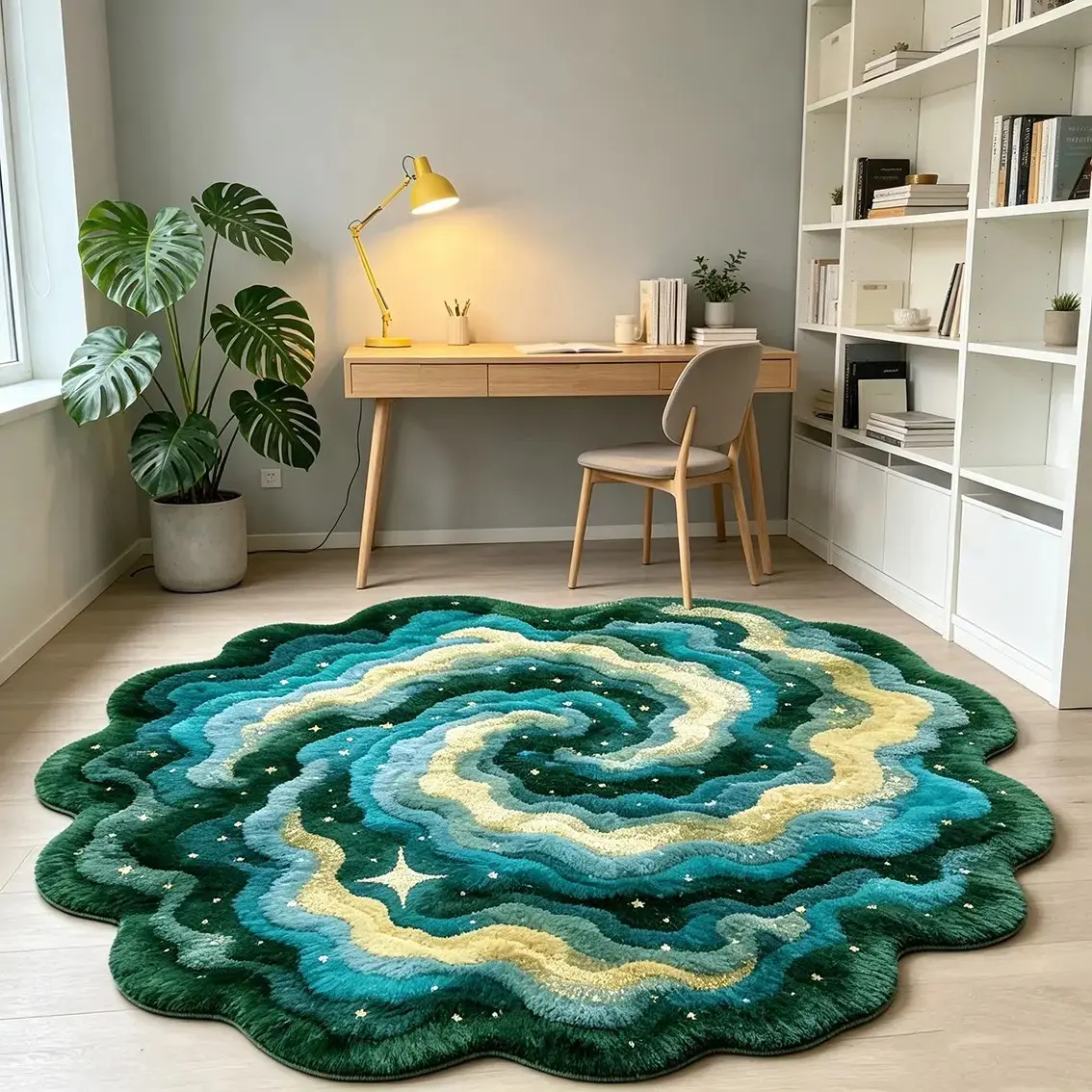 Vibrant Galaxy Pattern Rug, Non-Slip Soft Comfort Mat, Irregular Home Decor Carpet, Living Room, Bedroom, Office Decoration, Multi-Functional, Home Decorative Rug, Soft Indoor Rugs