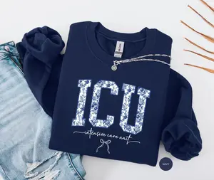 Icu nurse sweatshirt or T-Shirt, ICU Nurse Shirt, ICU Gifts, Nursing Apparel, Blue Toile Intensive Care Nurse sweatshirt, Critical Care Nurse sweat