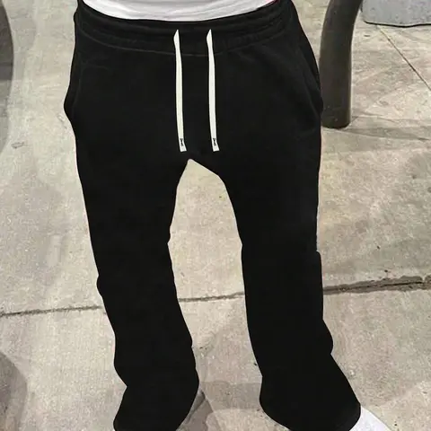 Men’s 100% polyester loose casual pants, soft and slightly stretchy, comfortable and breathable, featuring an adjustable waistband, suitable for year-round outdoor sports and fitness activities. Spring Statement