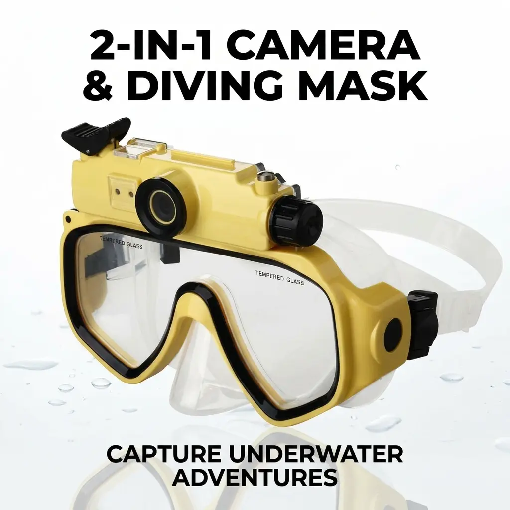 2-in-1 Waterproof Goggles with Built-in HD Camera – Underwater Swimming, Diving, Water Sports for Kids & Adults