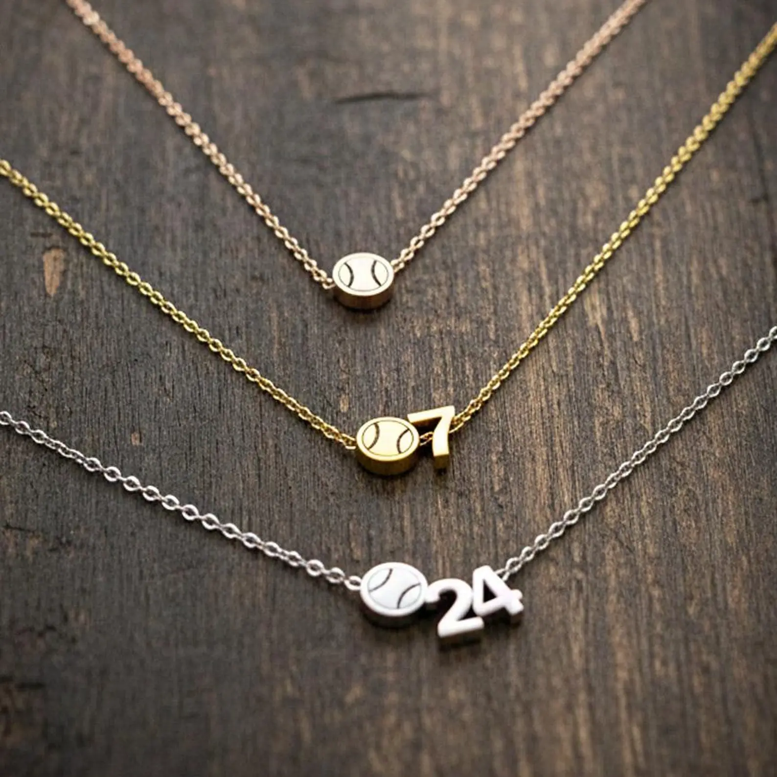 AS882 Softball Charm Necklace, Team Spirit Gift, Personalized Athlete Number Jewelry, Sporty Stainless Steel Pendant, Minimalist