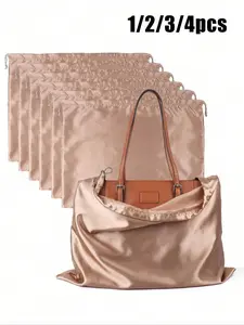 Polyester satin dustproof drawstring bag, suitable for jewelry; silk dustproof drawstring travel storage bag; portable clothing and shoe drawstring bag; large capacity dustproof tote bag; travel goods and organization.