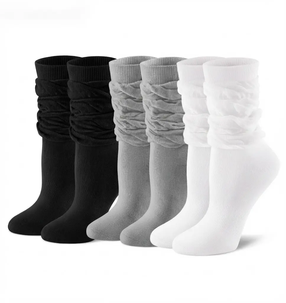 3 Pairs Slouch Socks Women Knee High Socks Multi Ways to Wear Ribbed Scrunch Crew Socks Fashion Slouch Socks For  Daily Sports Cosplay