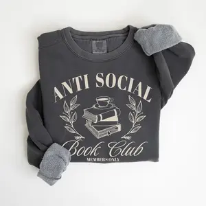 An.ti Social Book Club Sweatshirt, Book Club Shirt, Book Lover Crewneck, Gift for Bookworm, Bookish Crewneck, Librarian Gifts Top